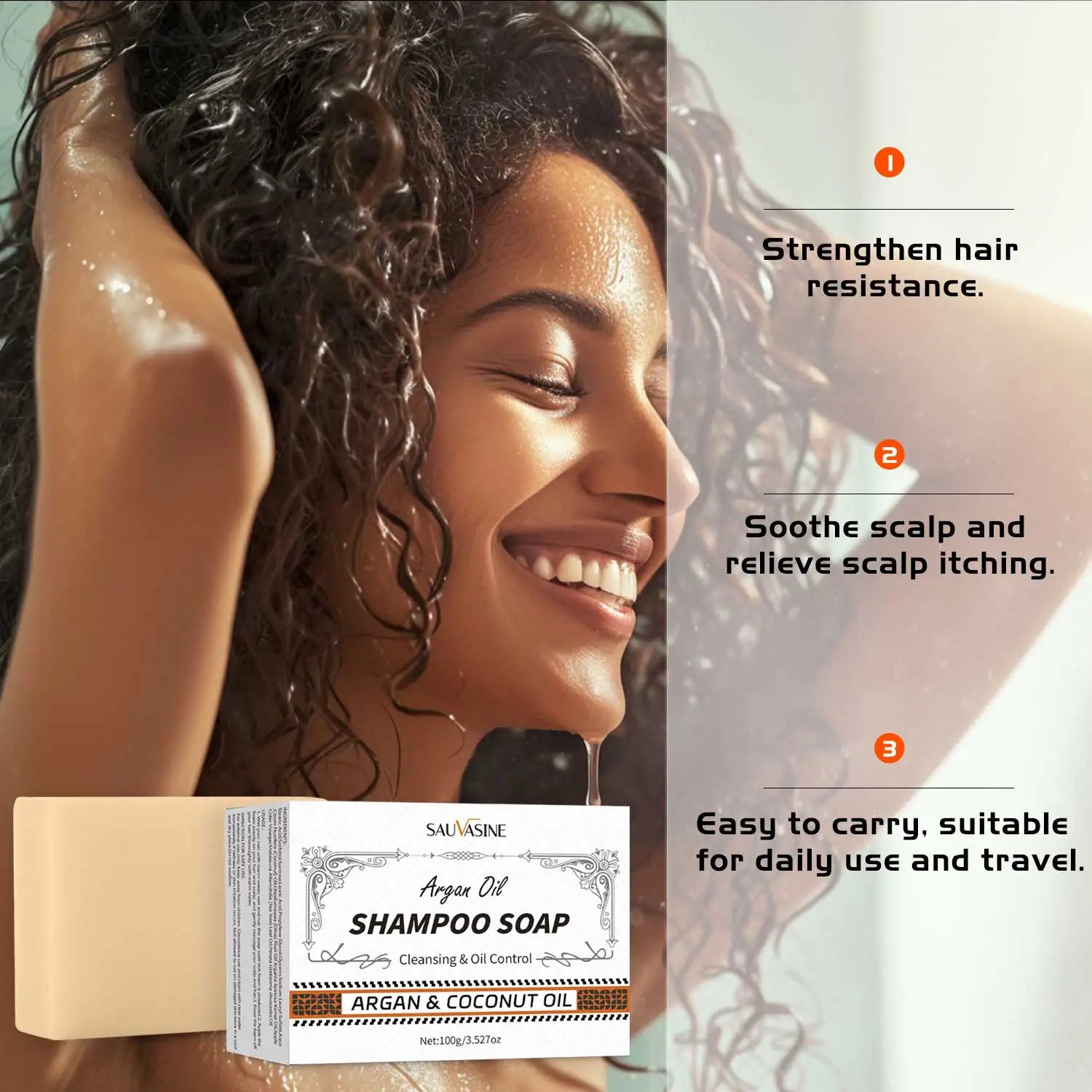 Lanthome Best-Selling Shiny Hair Argan Oil Shampoo Nourishing Smoothing Coconut Effect Anti-Dandruff Refreshing Properties 100g