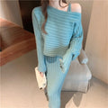 Knitted Long-Sleeved Wool Sweater with Stand Collar Spring and Autumn Mid-Length Suspender Two-Piece Set Loose Fit