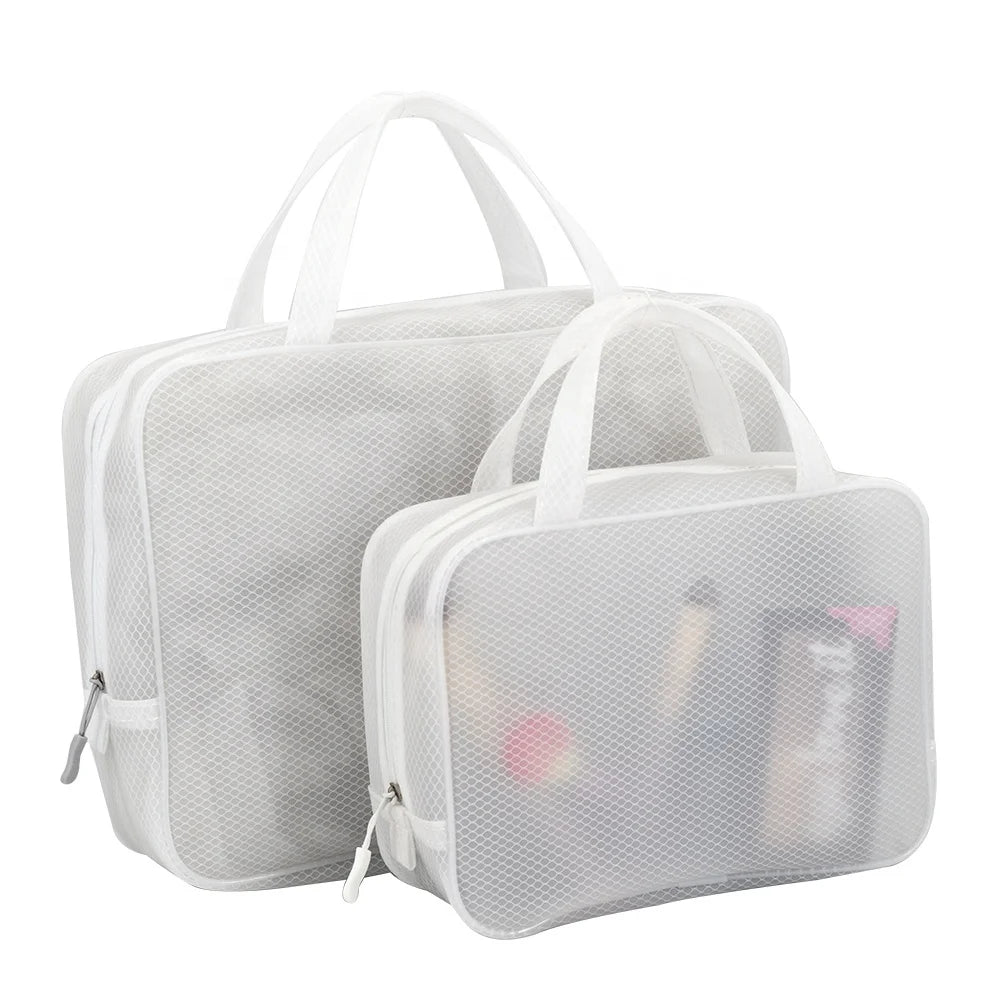 Large Capacity Minimalist Wind Travel White EVA Mesh Semi Transparent Waterproof Bag Swimming Bag Make up Wash Rinse Bag