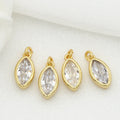 Wholesale 14K Gold Plated Inlaid Transparent Zircon Small Water Droplet Shaped Fashion Diy Jewelry Making Horse Eye Charm