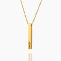 Trendy Custom Name Alphanumeric Bar Pendant Stainless Steel 18k Gold Plated Carving Bar Necklace