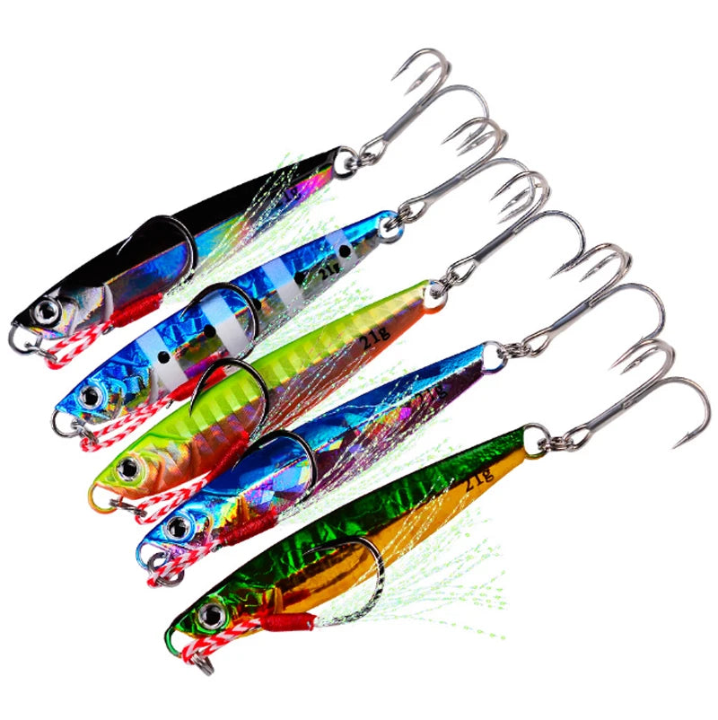 LETOYO 7g 10g 14g 17g 21g Wholesale Assist +Treble Hook Metal Jigs Lure Small Freshwater Saltwater Casting 21g Fishing Jigs