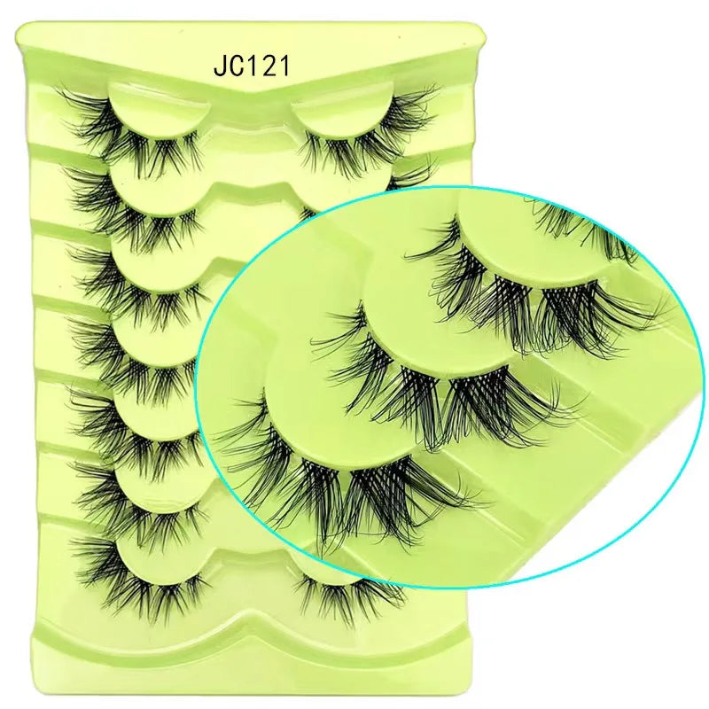 New Clear Band Lashes Natural Long 3D Wispy Mink Eyelashes Lightweight Invisible Band Fluffy Eye Lashes 7 Pairs Fake Eyelashes
