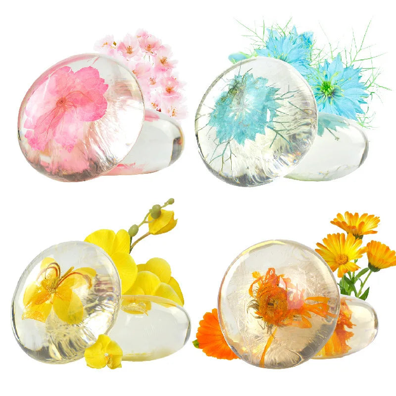 Moisturizing Mild Handmade Soap Essential Oil Organic Natural Dried Flowers Amino Acid Transparent Bar Soap