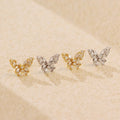 Wholesale Fashion Jewelry 925 Sterling Silver butterfly Shape Diamond Cubic Zircon Gold Plated Stud Earring Jewelry for Women