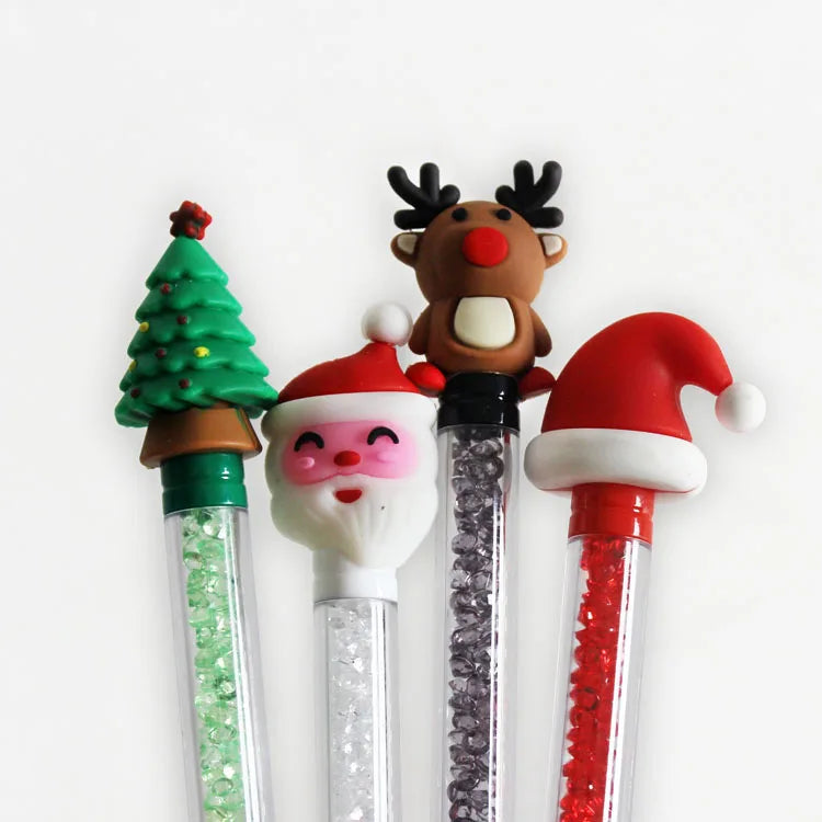 O&Q Manufacturer's Hot Sale Eco-Friendly Glitter Crystal Ballpoint Pen Christmas-themed for Gift Stationery Stores Made Plastic