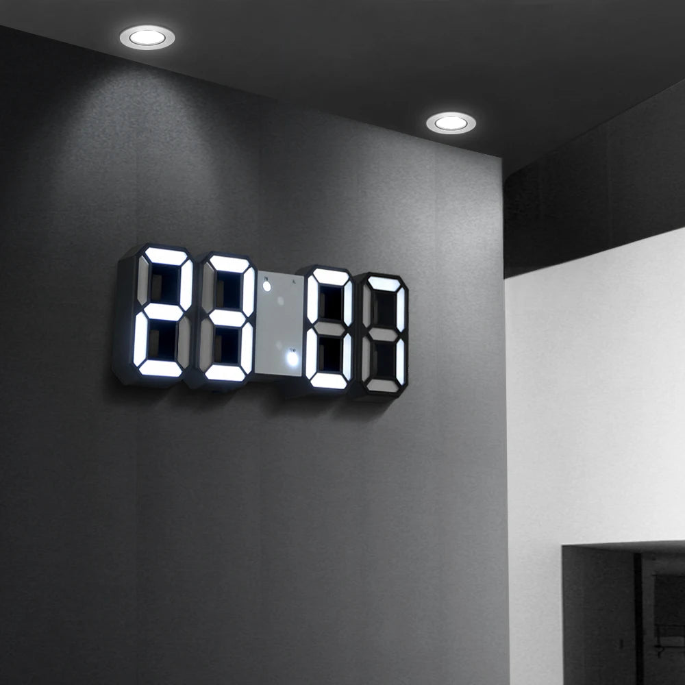 EMAF Living Room Decor Remote Control Table Relojes Oficina Night Light Watch Alarm Clock Office Smart 3D LED Digital Wall Clock