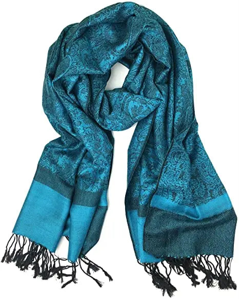 Plum Feathers Two Tone Vintage Paisley Pattern Pashmina Scarf