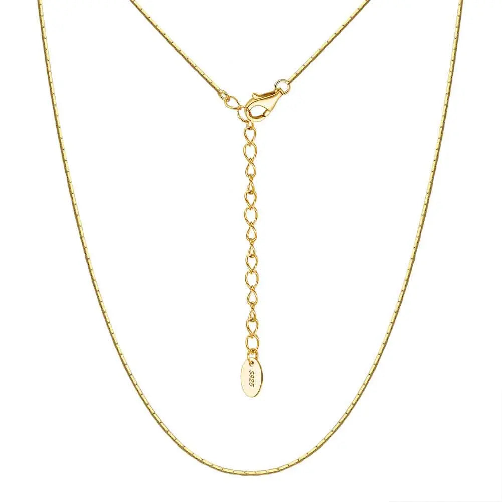 RINNTIN SC85 Vintage Bamboo Chain Link Simple Choker Necklace for Women Trendy 925 Sterling Silver Chain