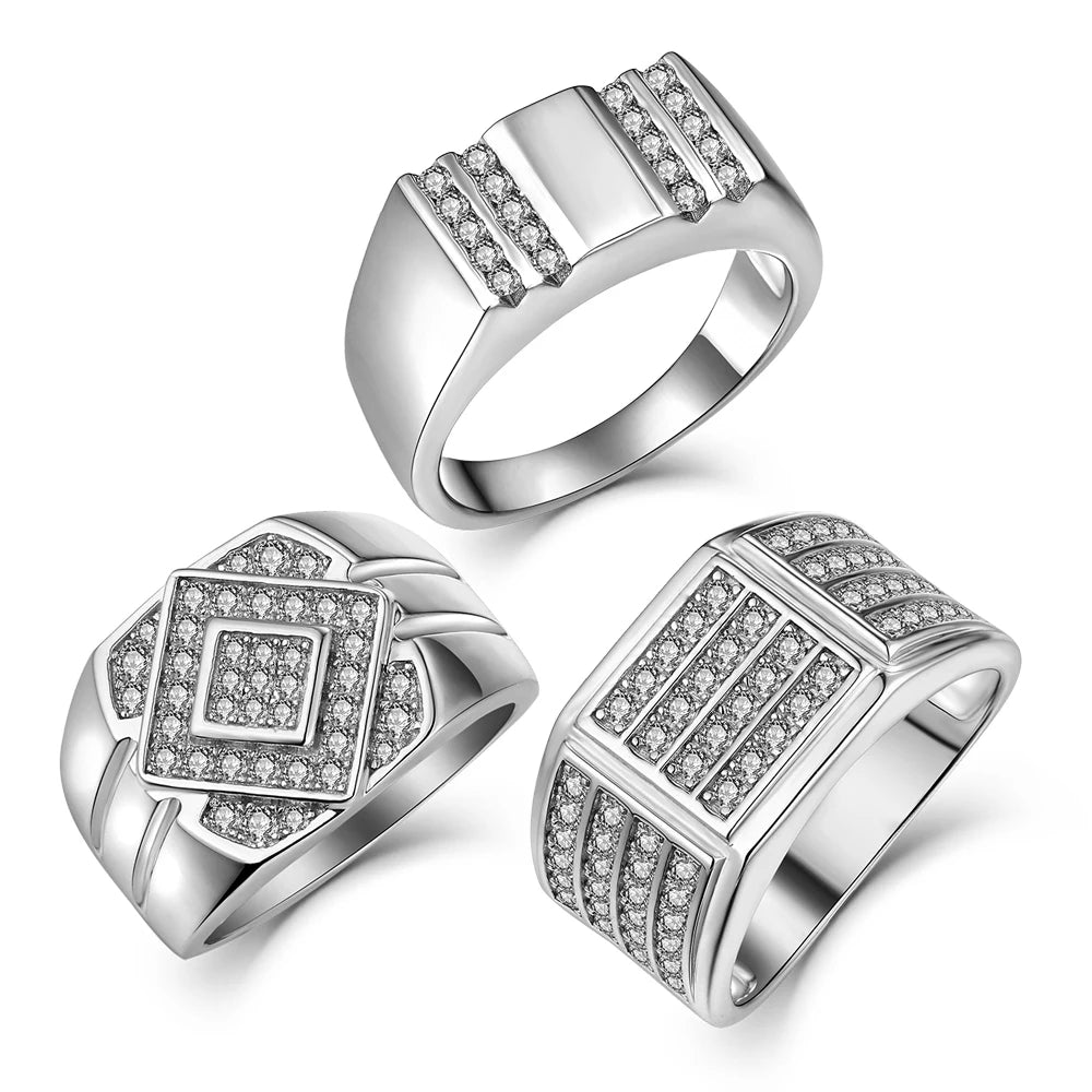 YH JEWELLERY's New Trending 925 Sterling Silver CZ Stone Mens Ring 18K Gold S925 Silver Plated for Weddings and Hip-hop Style