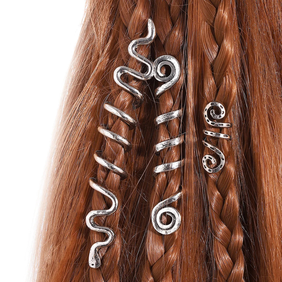 Viking Spiral Charms Beads for Hair Braids for Beard Hair Beads Jewelry Vintage Women Girl Hairpin Hair Clips Accessories