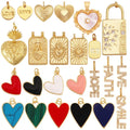 New Trendy Rainbow Zircon Shell Love Heart Charm PendantCreative Lock Letter Real 18K Gold Plated Jewelry Findings Supplies S19