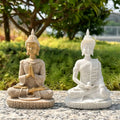 Minimalist Sandstone Buddha Statue Resin Sculpture Decor for Yoga Meditation Sakyamuni Thailand's Sitting Statue Style