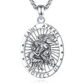 Men's 925 Sterling Silver Fine Jewelry Religious Faith Christian Resin Tarnish-Free Saint Azrael Fashion Energy Pendant Necklace