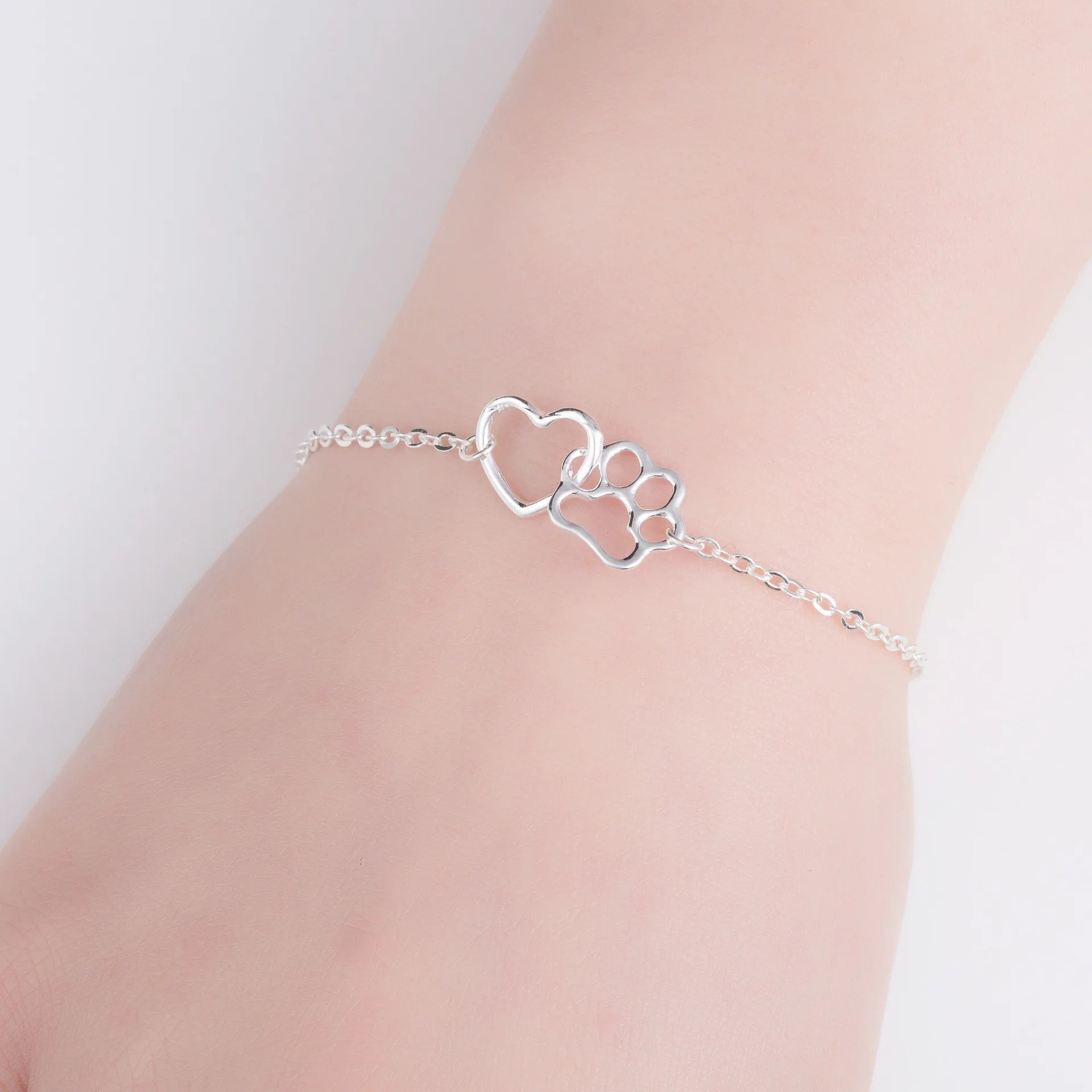 Animal Dog Paw and Heart Bracelet