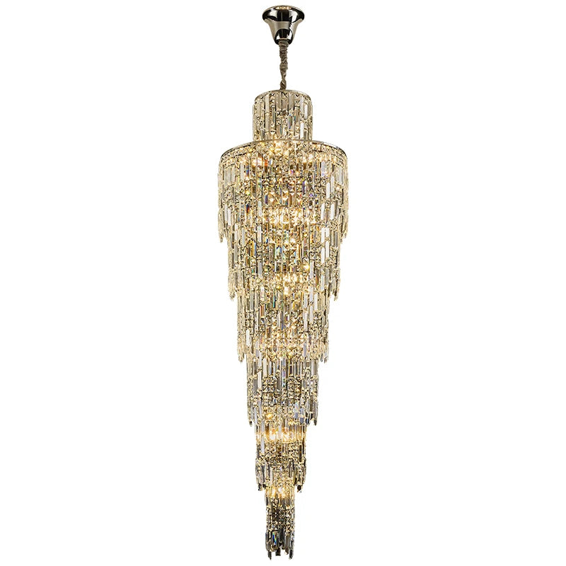 Beauty Luxury Crystal Delicate Modern Chandelier Light Fixtures Villa Duplex Lobby Living Room Pendant Staircase Big Chandelier