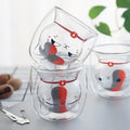 Borosilicate Glass Cat Shape 300ml Handleless Double Wall Espresso Glass Coffee Cup MegaBDM