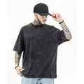 Wholesale OEM Acid Wash Graphic Custom T-Shirt for Men Oversized Vintage Heavy Weight DTG Black Washed Tee Print Pattern