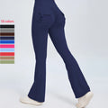 2024 Hot Sales Custom LOGO Gym Fitness Scrunch Butt High Waist Button Decorated Flare Pants for Women Sportswear Yoga Leggings