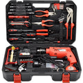 KAFUWELL P14006A Impact Electric Drill Household Power Tools Set Multifunctional Electric WoodHardware Gift Set Set Toolbox