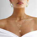 SC Fashion Paper Card  Pendant Necklace Gold Stainless Steel Chain Necklace Simple Moon Star Shape Necklace Jewelry for Women