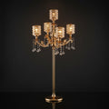 Metal Crystal 5 Arms Candelabra Wedding Table Centerpieces Candlesticks Candle Holders for Christmas Home Decoration