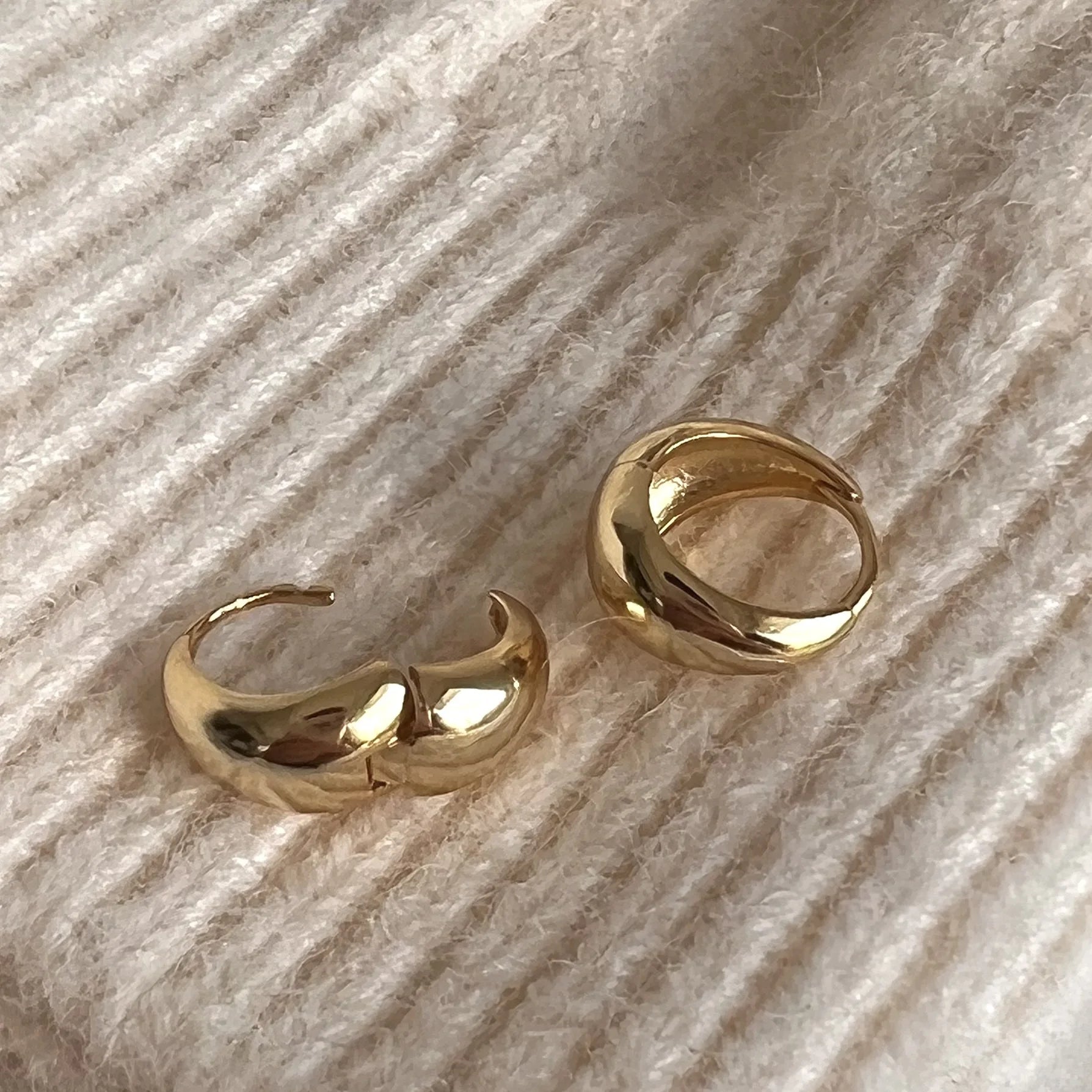 INS Minimalist French 925 Sterling Silver Trendy 18k Gold Plated Arc C Shape Hoop Earrings for Women