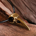 Vintage Men's Gothic Eagle Jewelry Punk Bird Head Pendant Necklace Black Leather Rope Raven Skull Necklace for Cool Boys