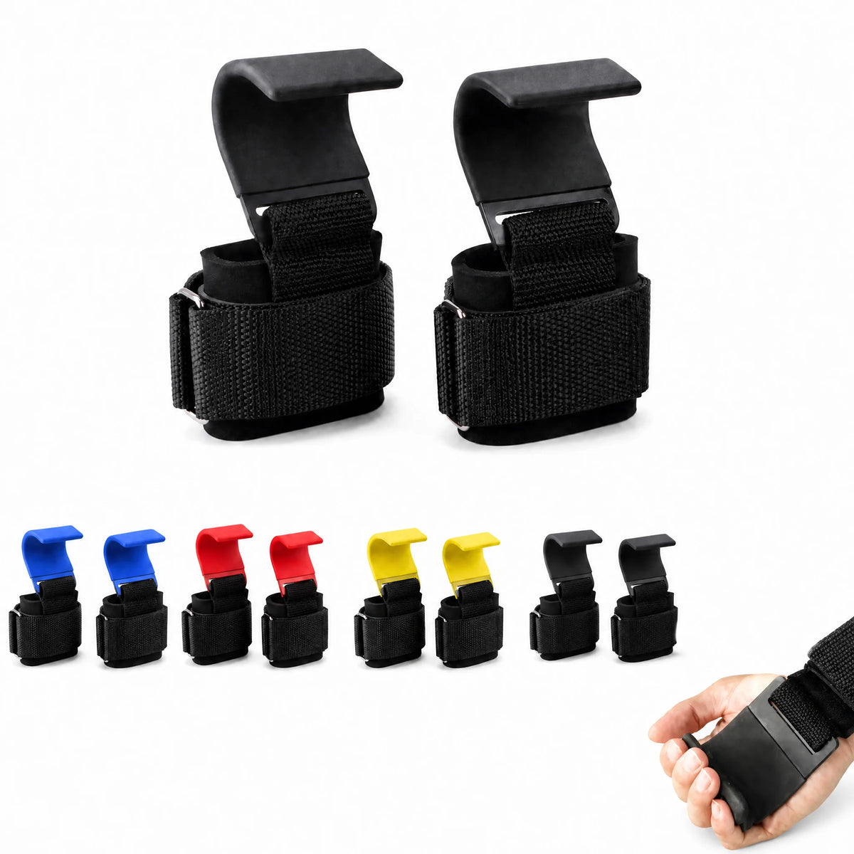 Adjustable Wrist Hook Straps for Weightlifting Deadlifts Pull Ups Grip Support Power Training Gym Workout Fitness Equipment MegaBDM