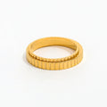 High End 18K Gold Plated Super Fine Thin Ridged  Stainless Steel Ring Fashion Jewelry Trendy Finger Ring for Women