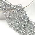 3/4/6/8MM Half Electroplated Faceted Silver Flat Glass Crystal Rondelle Beads for DIY Handmade Jewelry