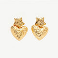 New Trendy 18K Gold PVD Plated Waterproof Dainty Stainless Small Drop Earrings Steel Hammer Heart Charm Hammer Star Stud Earring