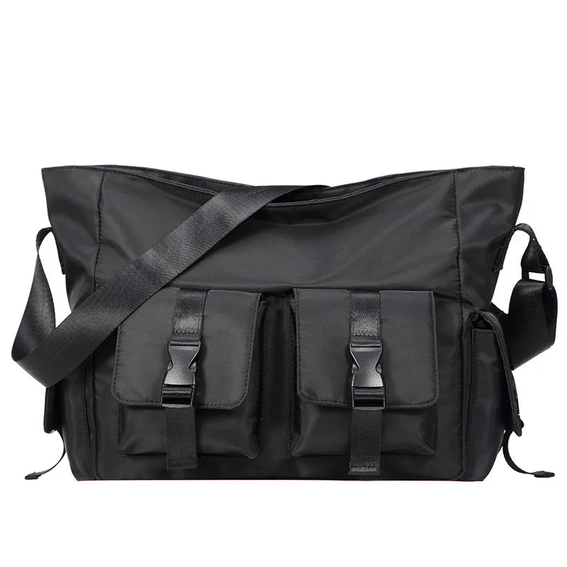 Fashion Casual Black Messenger Bag for Men Large Capacity Shoulder Crossbody Outdoor Travel Canvas Bag All Seasons OEM Brand