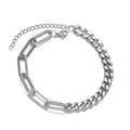 Hot Trendy Fashion Hip Hop 316L Stainless Steel Non Fading Waterproof Simple Splice Paperclip Cuba Chain Bracelet for Men Women