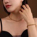 New Arrival 18K Gold Plated Vintage Link Chain Necklace Set for Women Stainless Steel Roll Paper Clip Plain Vintage Jewelry