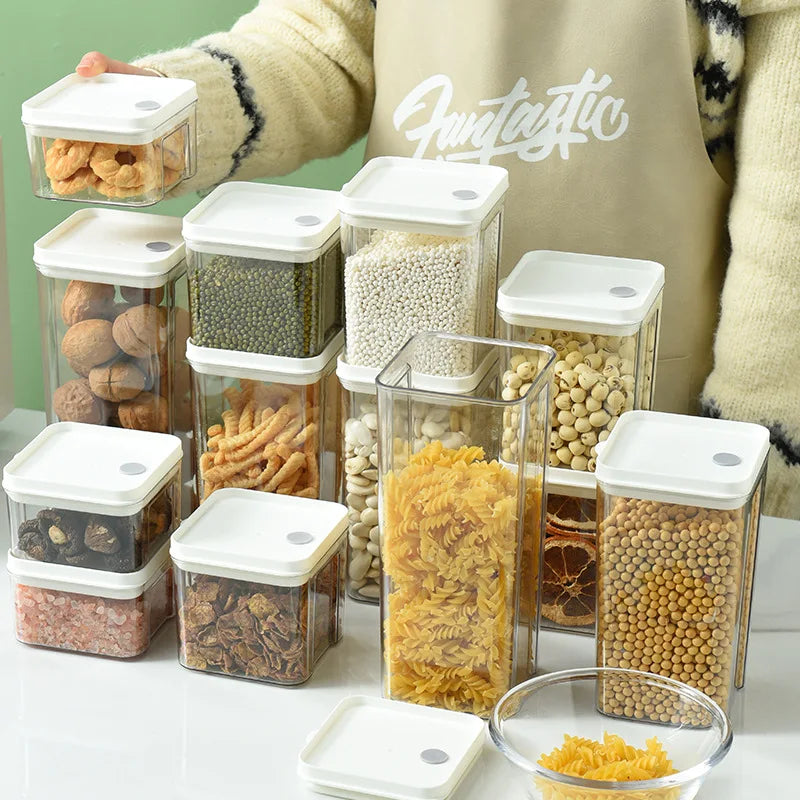 OWNSWING Airtight Fridge Organizer with Lid Food Storage Containers Plastic Cereal Container for Dry Food Kitchen Container