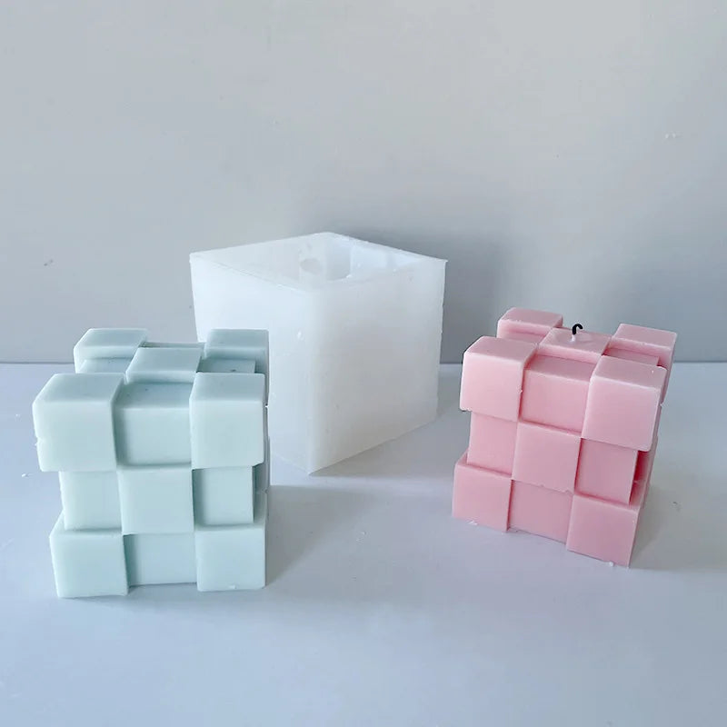Early Riser Cube Block Candle Mold Cube Block Column Silicone Mold Garden Ornaments Scented Candle Home Decor Resin Crafts