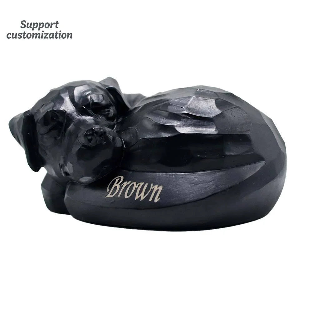 Sleeping Dog Resin Garden Statue Hand-painted Geometric Design & Pet Artistry Lawn Decorative Outdoor Ornament