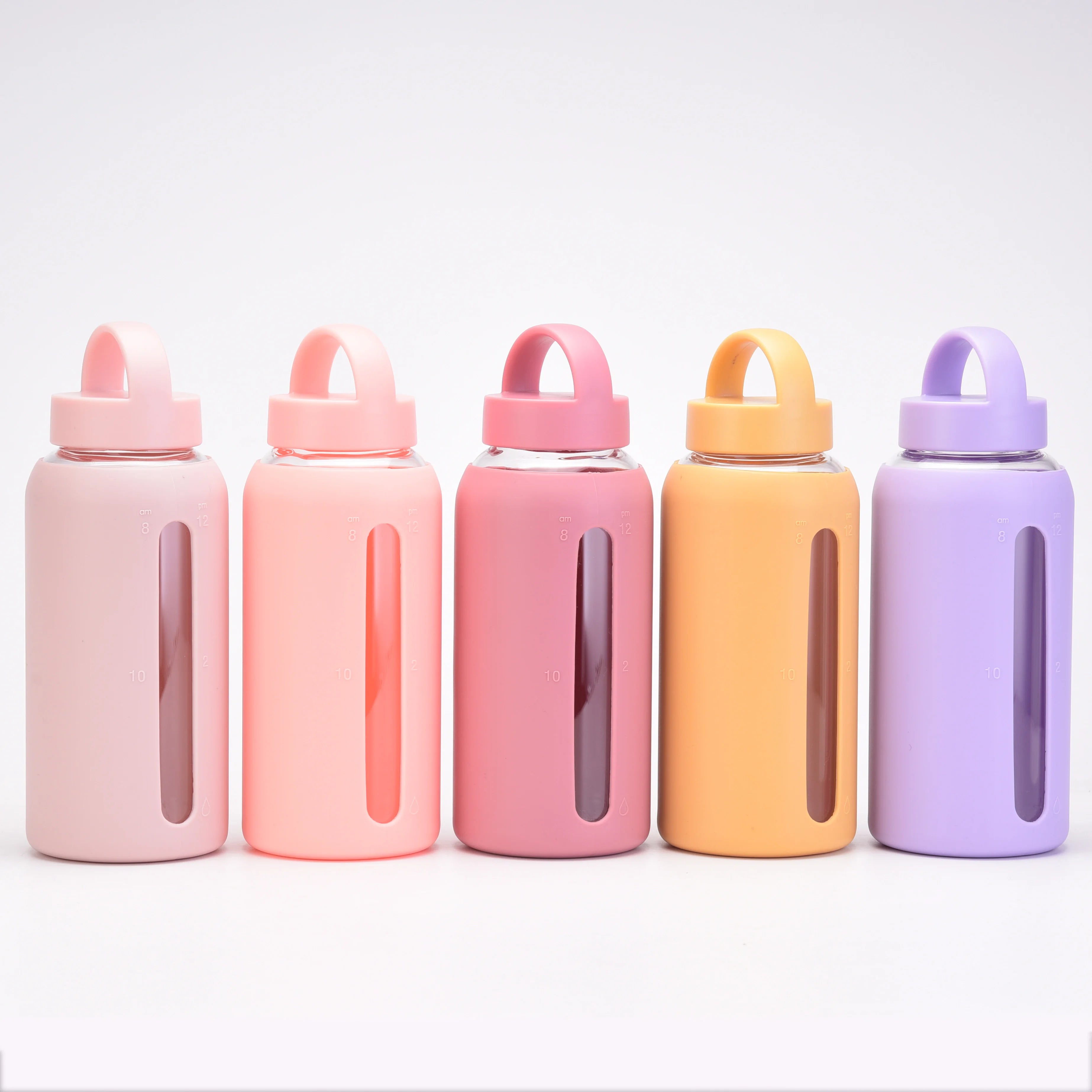 Helen New Mold Single Wall Clear Glass 800ml Drinking Water Bottle Colorful Silicone Sleeve Hand-made Minimalist Design Portable