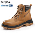 GUYISA Outdoor Lightweight Safety Boots Waterproof  Wear-resistant Rubber Sole Men's Work Safety Boots