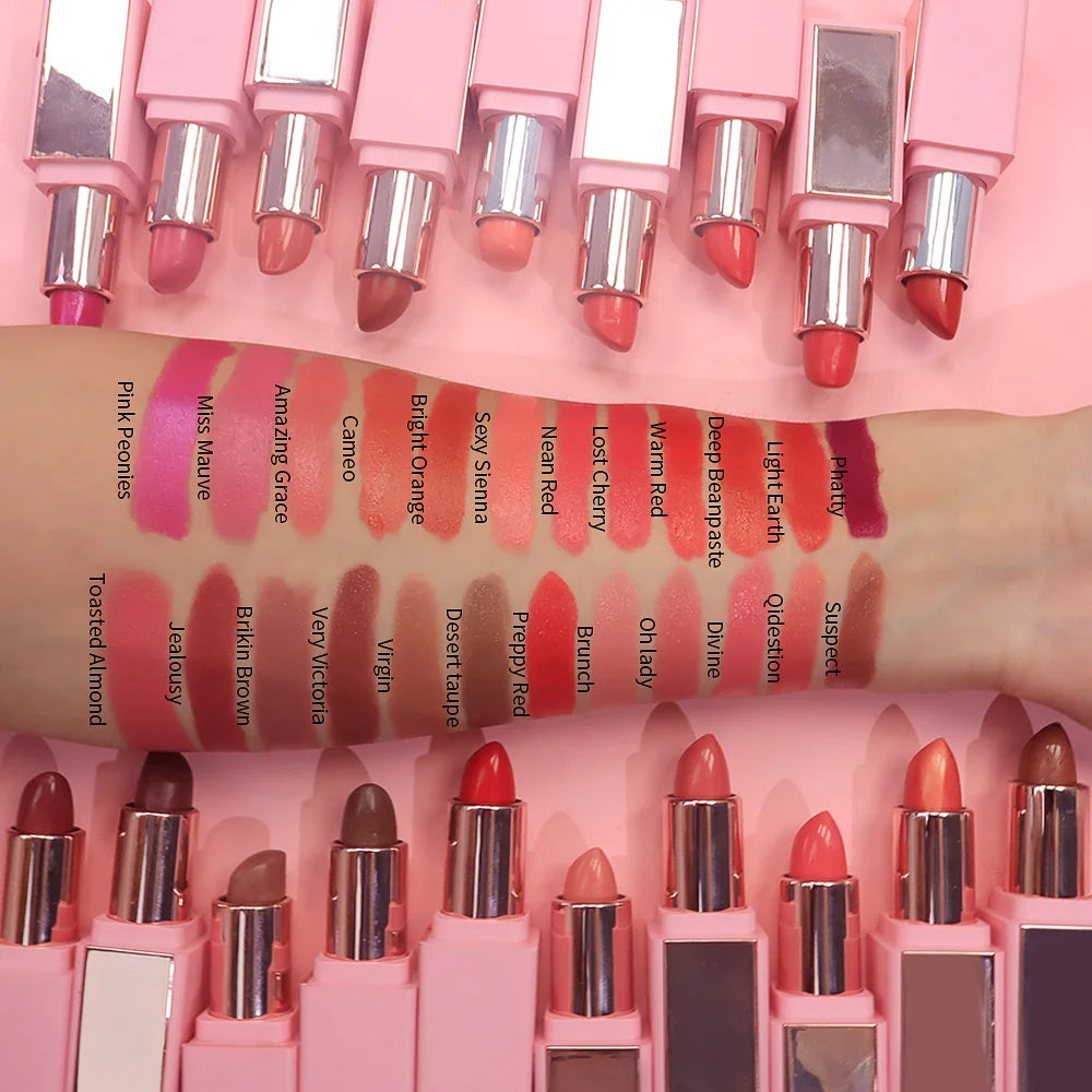 Diy Private Label 24 Hours Long Lasting Velvet Matte Water Proof Pink Natural Creamy Lipstick