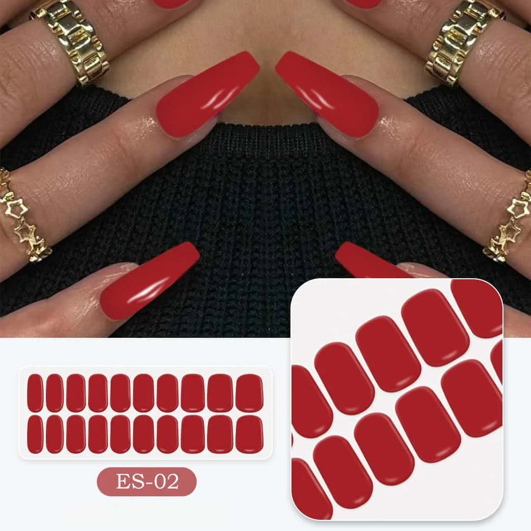 New Hot Sell Gel Polish Stickers Self-Adhesive Solid Color Nail Patch Semi Cured Nail Strips Gel Nail Stickers