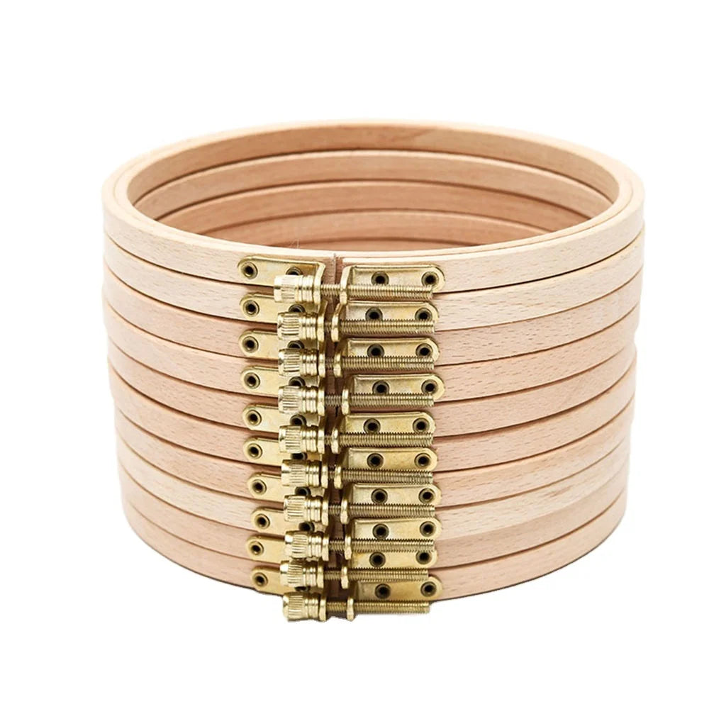 Natural Beech Wood Folk Art Circle Wooden Rings Sewing Punch Knitting Needle Cross Stitching DIY Punching Crafts Creative Gift