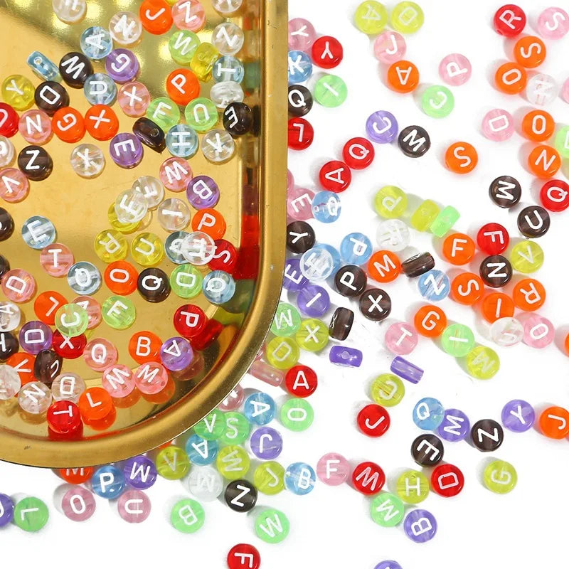 Children's Early Education Diy Accessories 7mm Round Enamel Alphabet Beads Mix Color Letter Beads for Jewelry Making