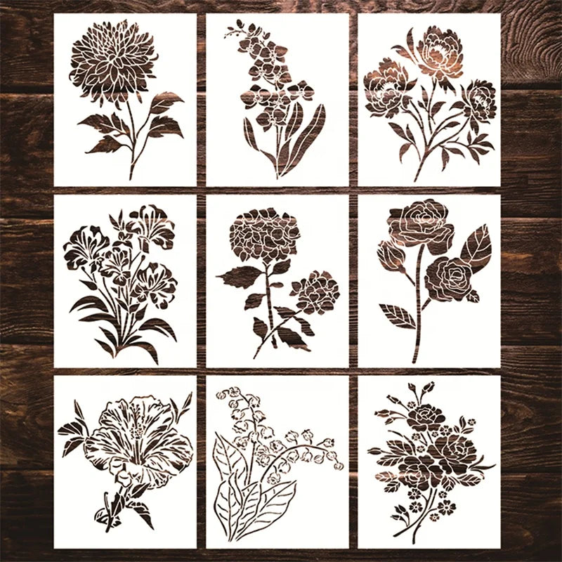 Flower Painting Stencils Large Peony Hydrangea Hibiscus Flower Big Size Stencil Patterns Designs