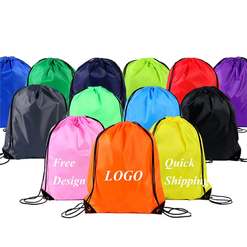 New Recycle Microfiber Drawstring Bag Bagpack 420d Nylon Polyester Orange Drawstring Backpack With Logo Printing