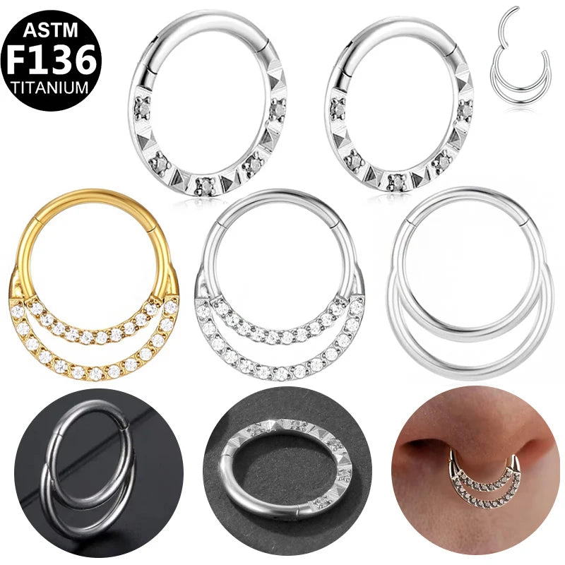 Gaby New  ASTM F136 Septum Clicker Snake Sunflower Gold Nose Rings Earrings Wholesale Price Titanium Body Piercing Jewelry