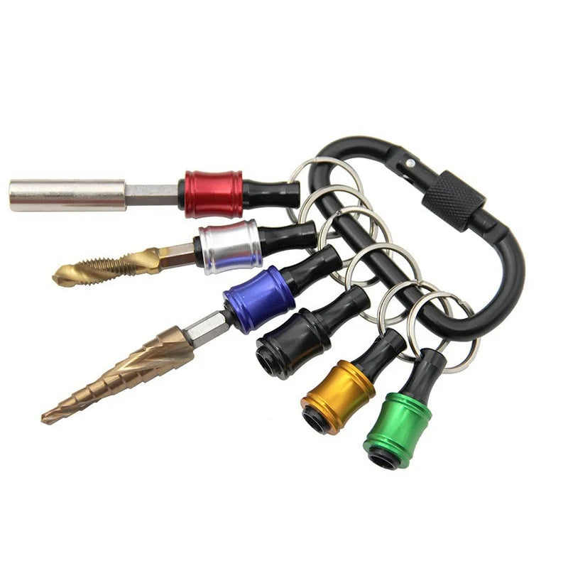 Customizable 6ps Quick Release Sleeve Straight Handle 1/4 Hex Shank Batch Head Quick Change Connecting Rod Color Keychain