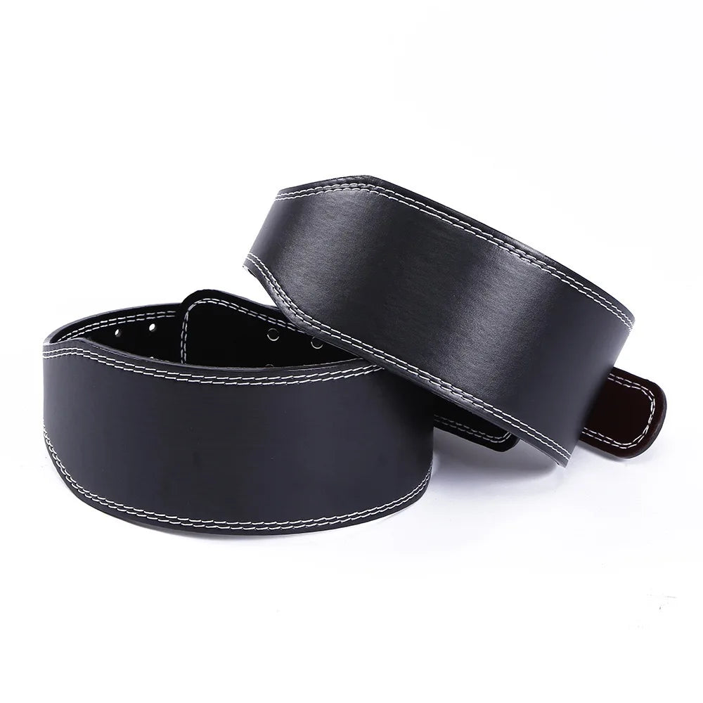 Custom Logo Cowhide Weightlifting Belt Back Support Fitness Power Lifting Training Gym Belt for Men & Women