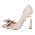 Factory Women High Heels Bow Knot Point Toe Glitter Slip on Lady Elegant Sexy Party Banquet Wedding Pumps